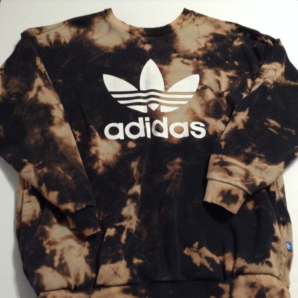 Adidas Originals Bleach Dye Acid Wash Trefoil Sweatshirt Medium